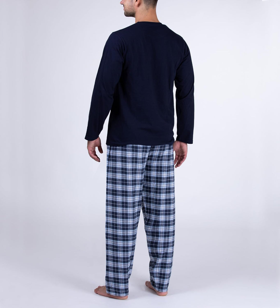 Moonline Herren Schlafanzug mit Flanellhose XXL Blau, XXL Blau