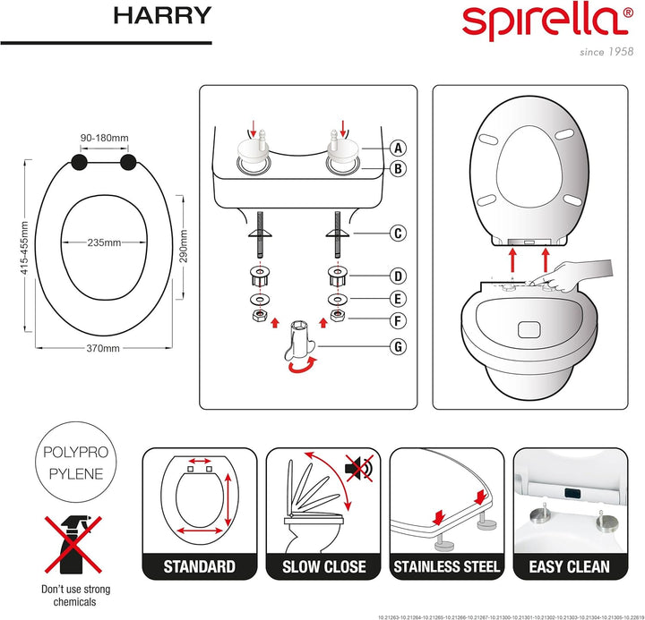 Spirella Toilettendeckel oval Klodeckel mit Quick-Release-Funktion und Softclose Absenkautomatik. An