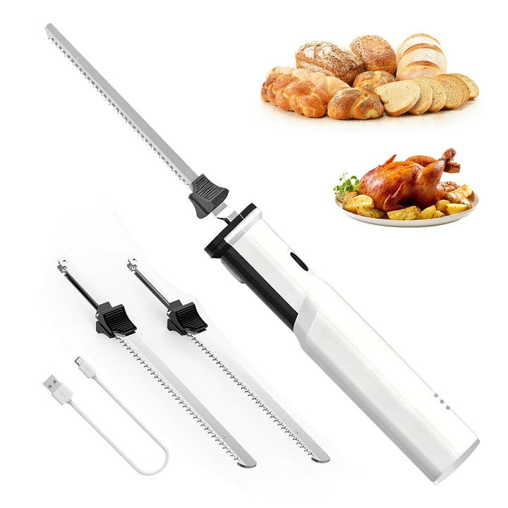 Kabelloses Elektromesser, Akku Elektrisches Messer für Fleisch | Küchenmesser 8V mit 2 Edelstahlsäge