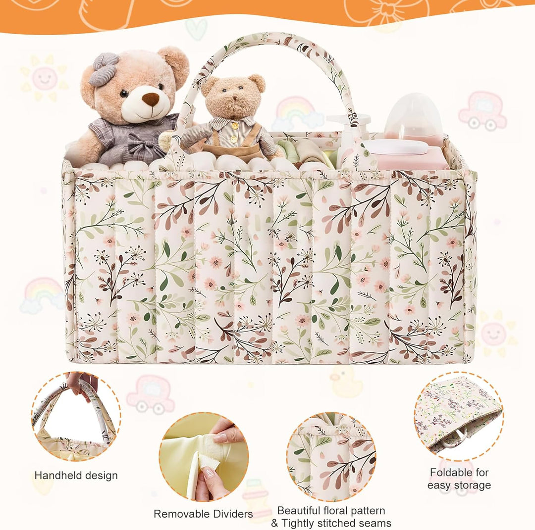 Wickeltasche Organizer, Wickeltisch Organizer, Diaper Bag mit Blumenmuster und Herausnehmbaren Fäche