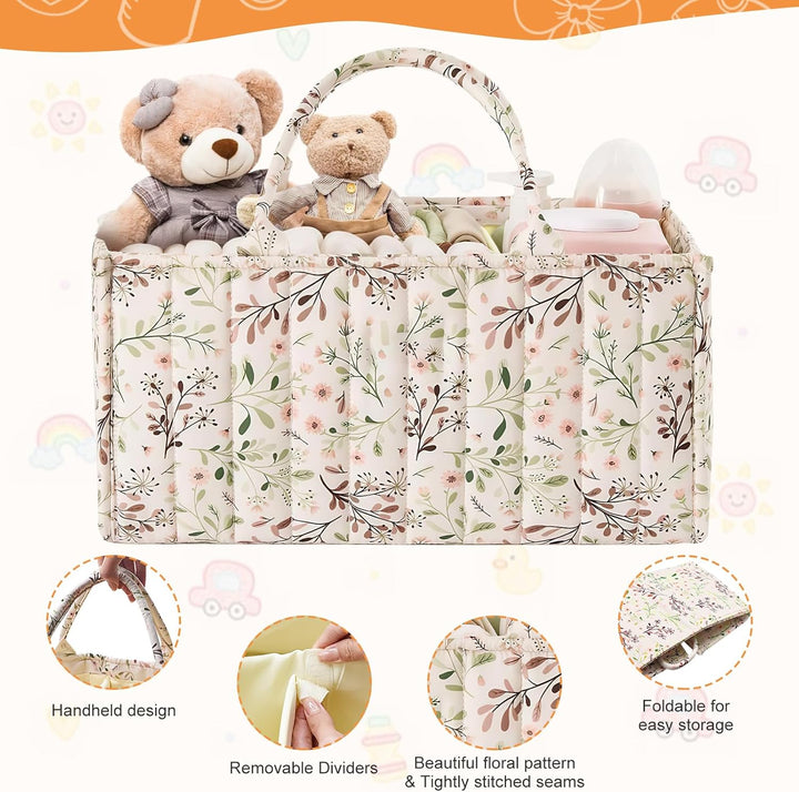 Wickeltasche Organizer, Wickeltisch Organizer, Diaper Bag mit Blumenmuster und Herausnehmbaren Fäche