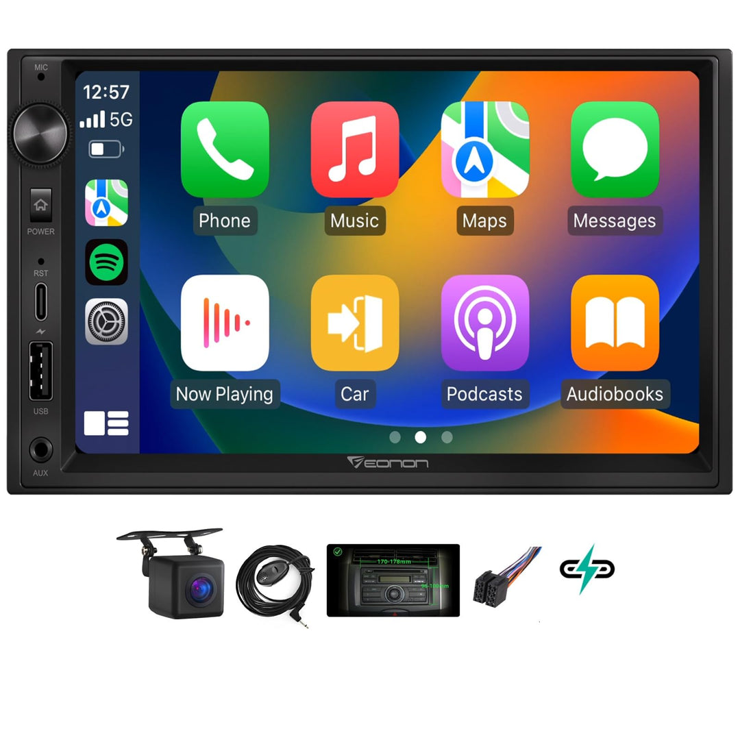Eonon 7 Zoll Linux Doppel-Din-Autoradio, kabellos, CarPlay, Android Auto, Schnellladung, USB, DSP, B