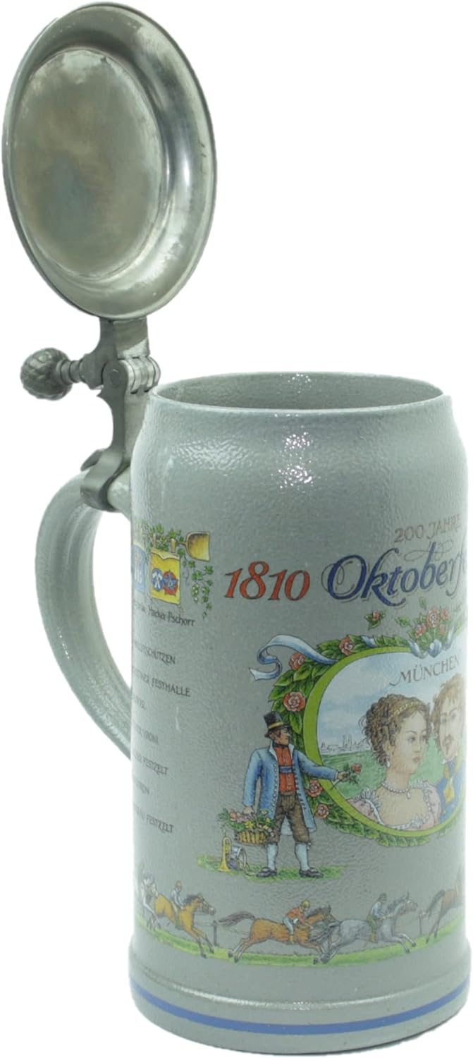 Steinfixx® - Original Oktoberfestkrug Jubiläumskrug 200 Jahre aus dem Jahr 2010 mit Zinndeckel, Zert