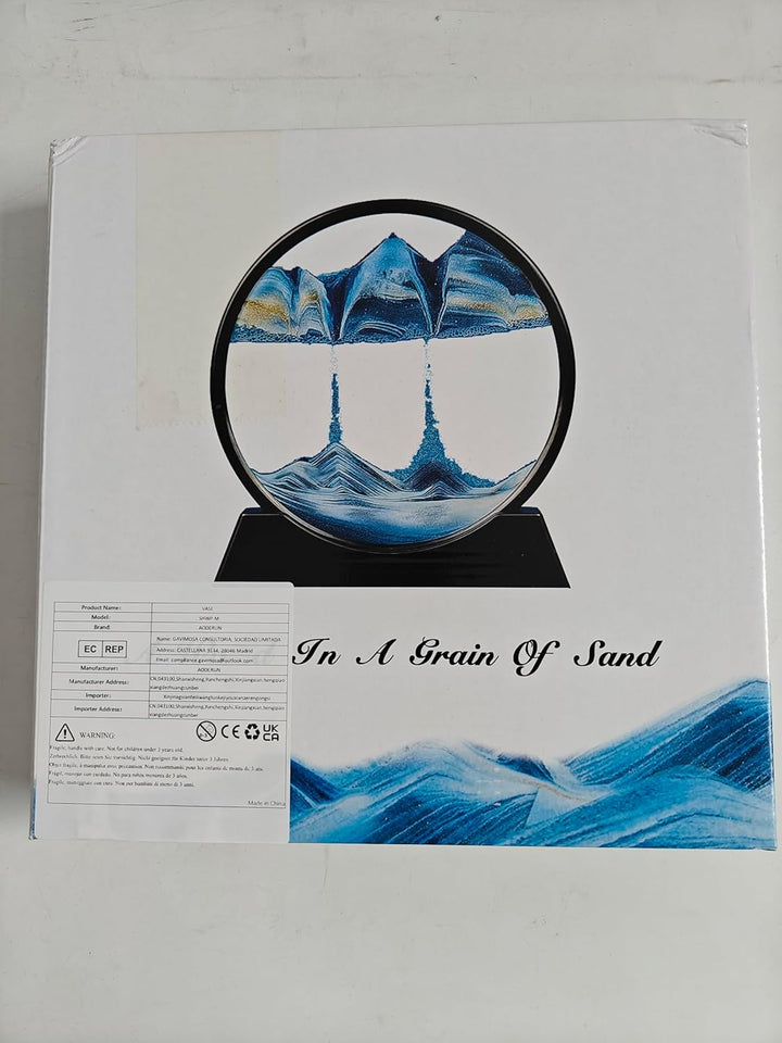 Aoderun Sandbilder Zum Drehen 3d Sanduhr Büro Deko Sand Rundes Glas Fliessender Sand Rahmen Beweglic