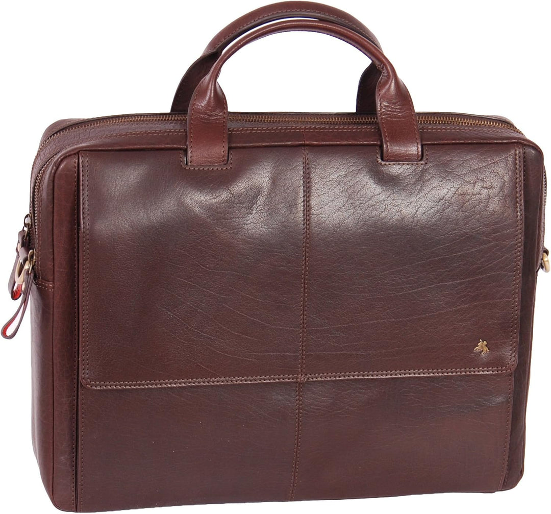 A1 FASHION GOODS Echtes Leder Aktenkoffer A124 Braun Laptop Organizer Arbeit Geschäftstasche