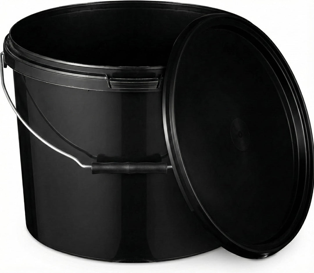 BenBow Eimer mit Deckel 10l schwarz 5X 10 Liter - lebensmittelecht, stabil, luftdicht, auslaufsicher