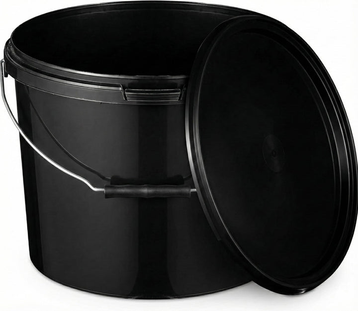 BenBow Eimer mit Deckel 10l schwarz 5X 10 Liter - lebensmittelecht, stabil, luftdicht, auslaufsicher