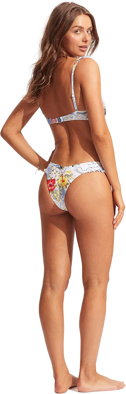 Seafolly Damen Underwire Bustier Molded Cup Top Bikini, 40 Coast To Coast Powder Blue