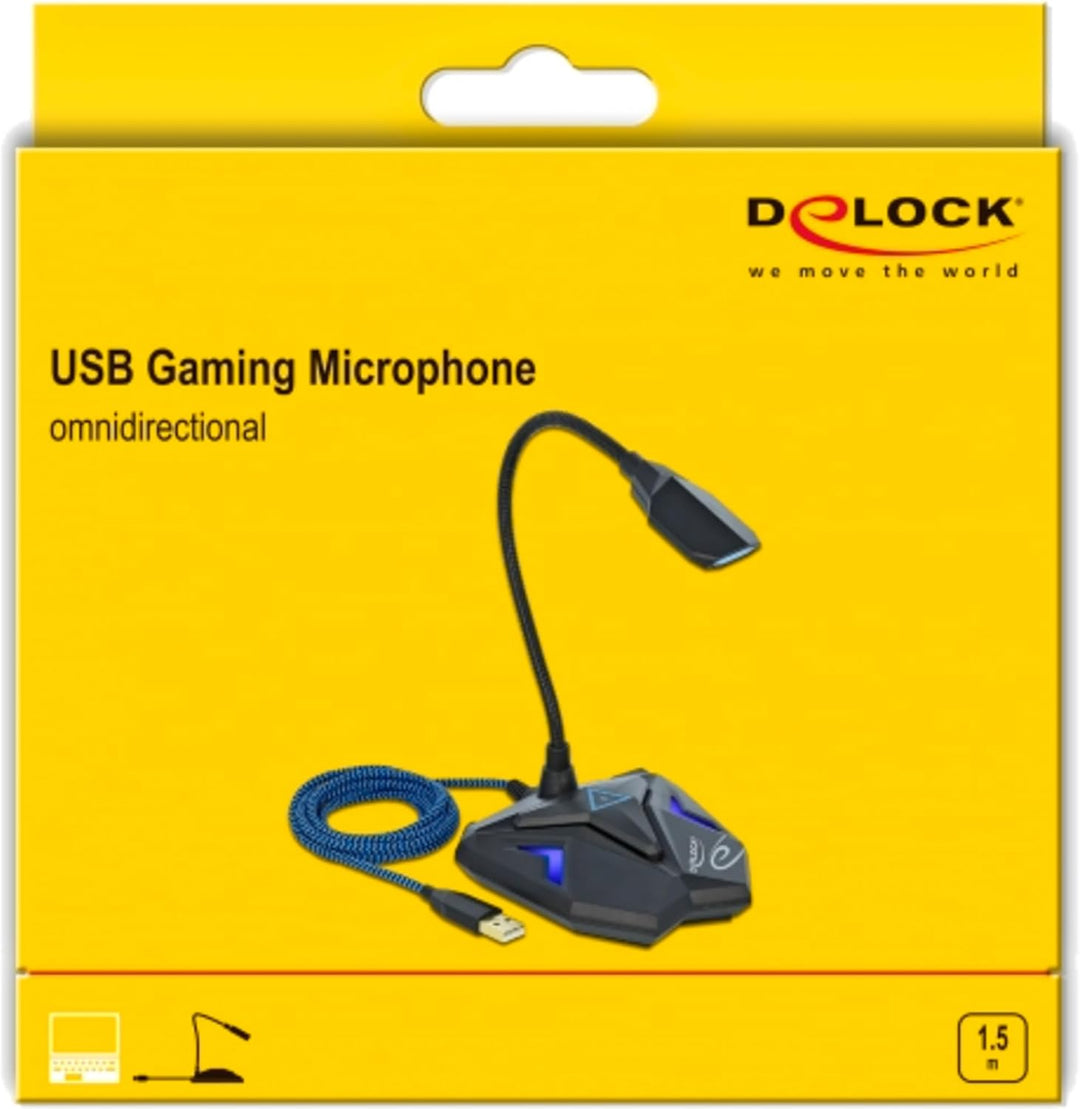 Delock Desktop USB Gaming Mikrofon mit Schwanenhals und Mute Button, 66330