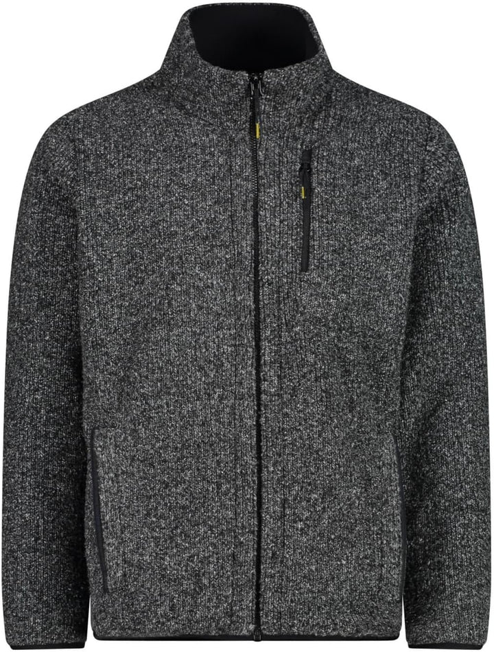 CMP Leichte Fleece-Strickjacke mit Netz 52 Nero Mel., 52 Nero Mel.