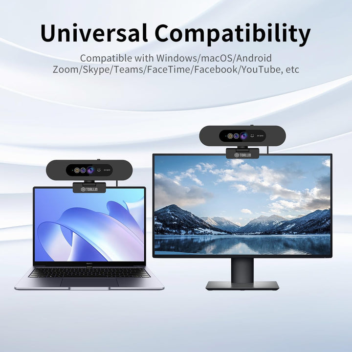 TOALLIN 2K QHD-Webcam für Windows Hello Face Login, IR-Gesichtserkennungskamera, USB-Webcam mit Mikr