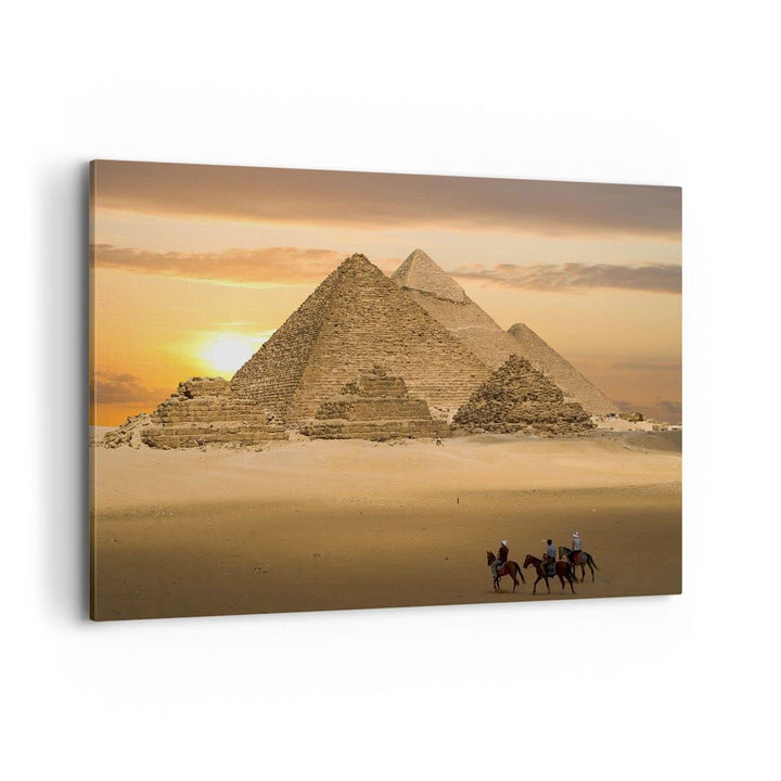 ARTTOR Bilder auf Leinwand 100x70cm Leinwandbild Pyramide ägypten wüste Gross Wanddeko Bild Schlafzi