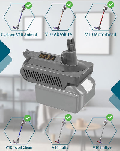 JJXNDO für Dyson V10 Akku Ersatz, V10 Adapter für Makita 18V Li-Ionen Akku Konverter für Dyson V10 A