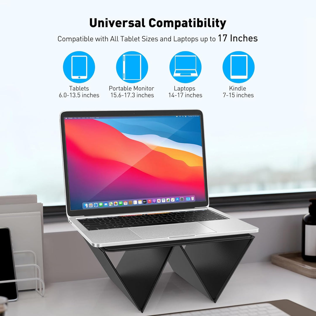 AboveTEK Tragbarer Laptopunterlage, 2-in-1 PU-Leder Faltbarer MacBook Ständer für Schreibtisch, Pass