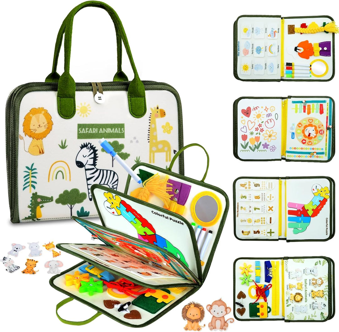 Almaxi Busy Board Montessori Spielzeug für die Entwicklung deines Kinde English, English