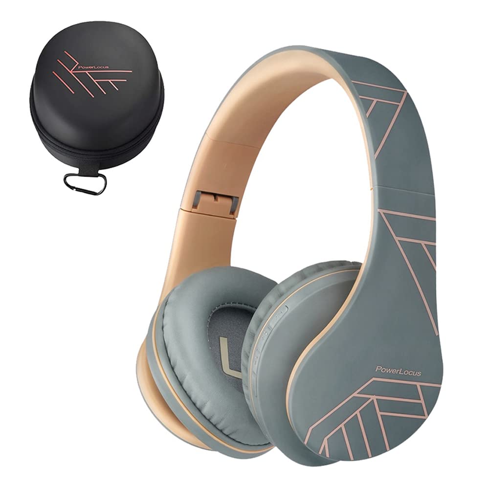 PowerLocus Kabellose Kopfhörer Over Ear, Kopfhörer Bluetooth mit Mikrofon, Faltbar, weiche Ohrpolste