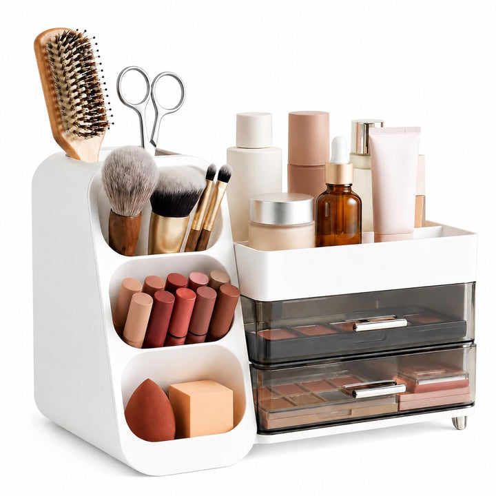 Make-Up Organizer für Kosmetik und Schminktisch Organizer, grosse Kapazität mit 3 Schubladen, robust