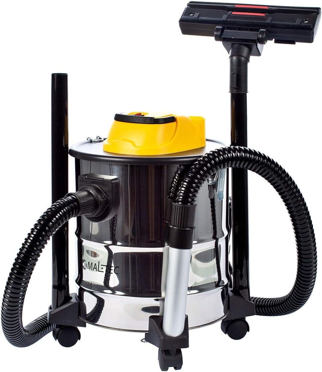 MalTec TurboVac ML2500-ASH-INDUSTRIAL, Kaminsauger, Edelstahl Plastik, Silber Gelb