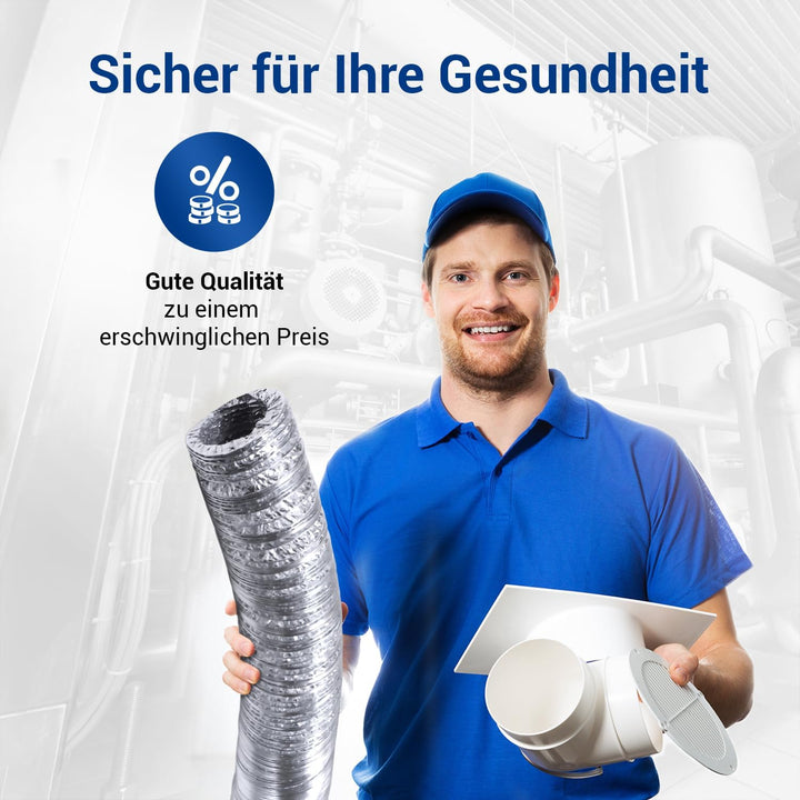 VIOKS 10m Alu Flexrohr 100mm Schlauch für 100erR Luftführungssysteme - Abluftschlauch Klimagerät 10m