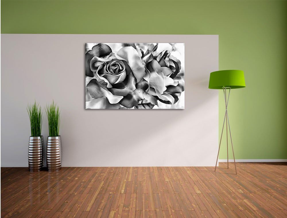 Pixxprint Kunterbunte Rosen / 100x70cm Leinwandbild bespannt auf Holzrahmen/Wandbild Kunstdruck Deko