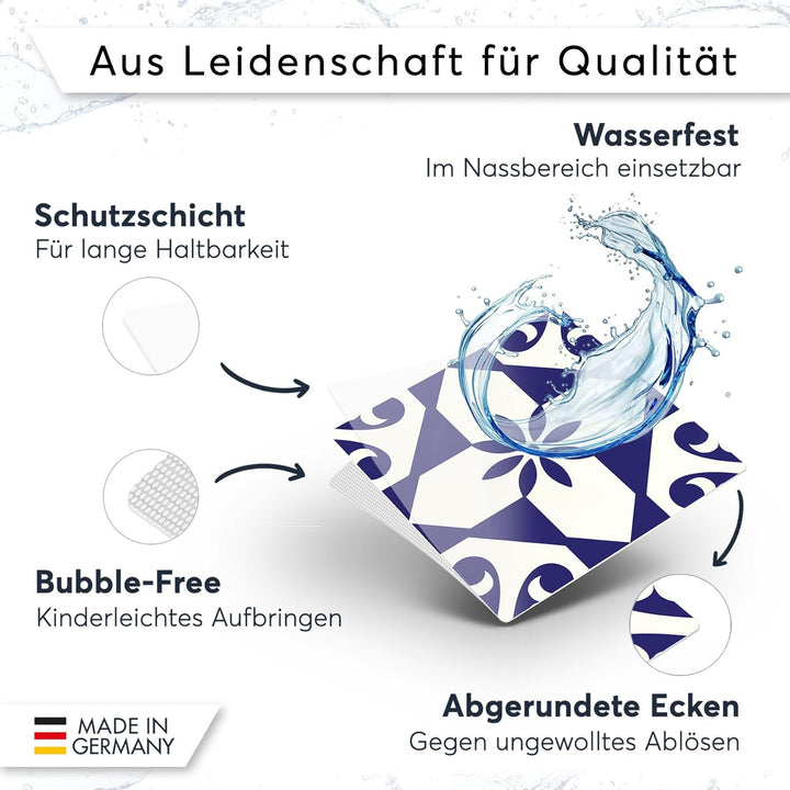 CREATISTO Klebefliesen Stickerfliesen Fliesenfolie - Klebe Folie für Wandfliesen I Klebefliesen Deko