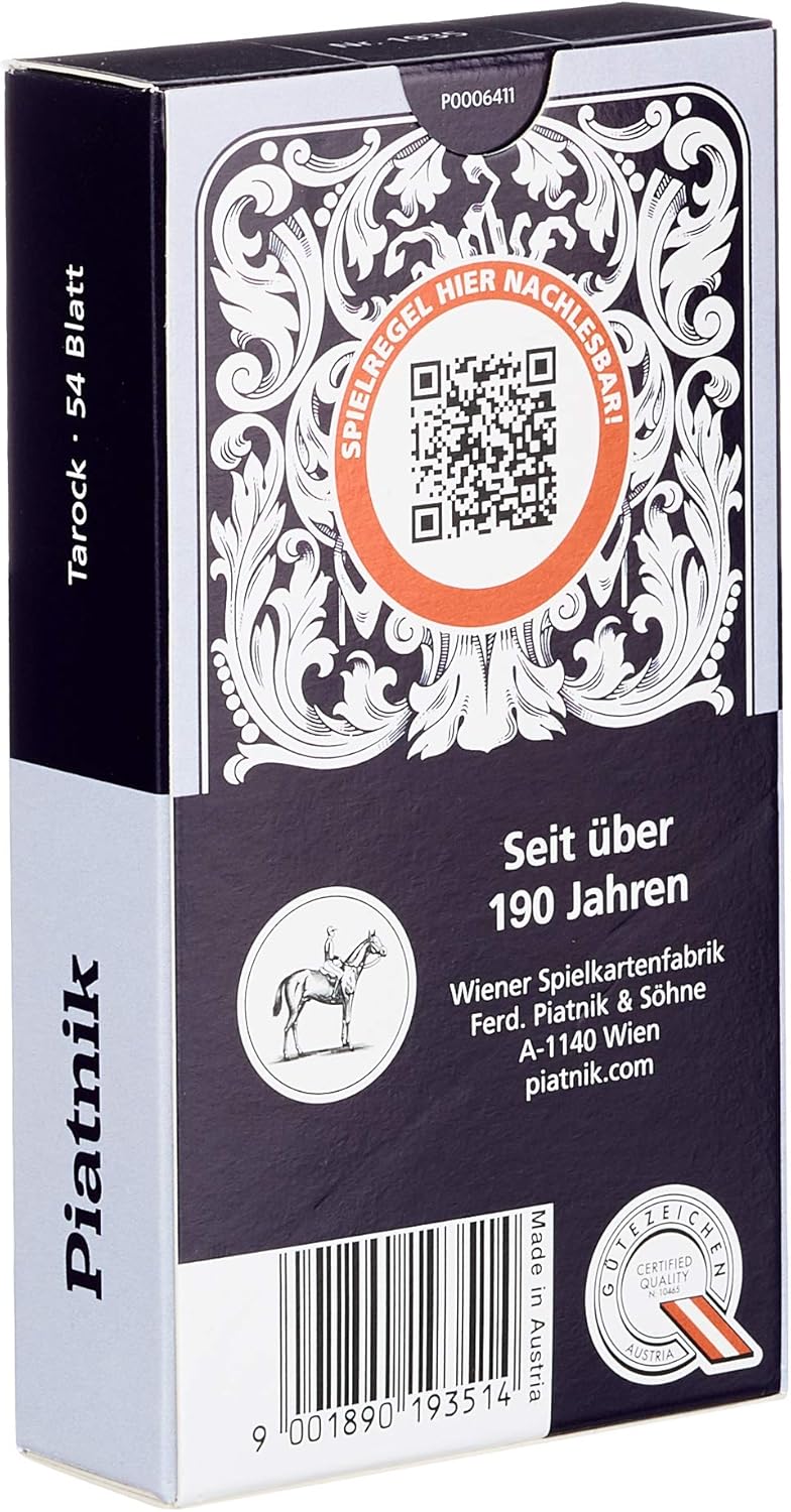 Piatnik - 1935 Tarock Ornament 54 Blatt, Rot/Ausflug, Einfarbig (Getaway Solids) (Packung mit 2) Rot