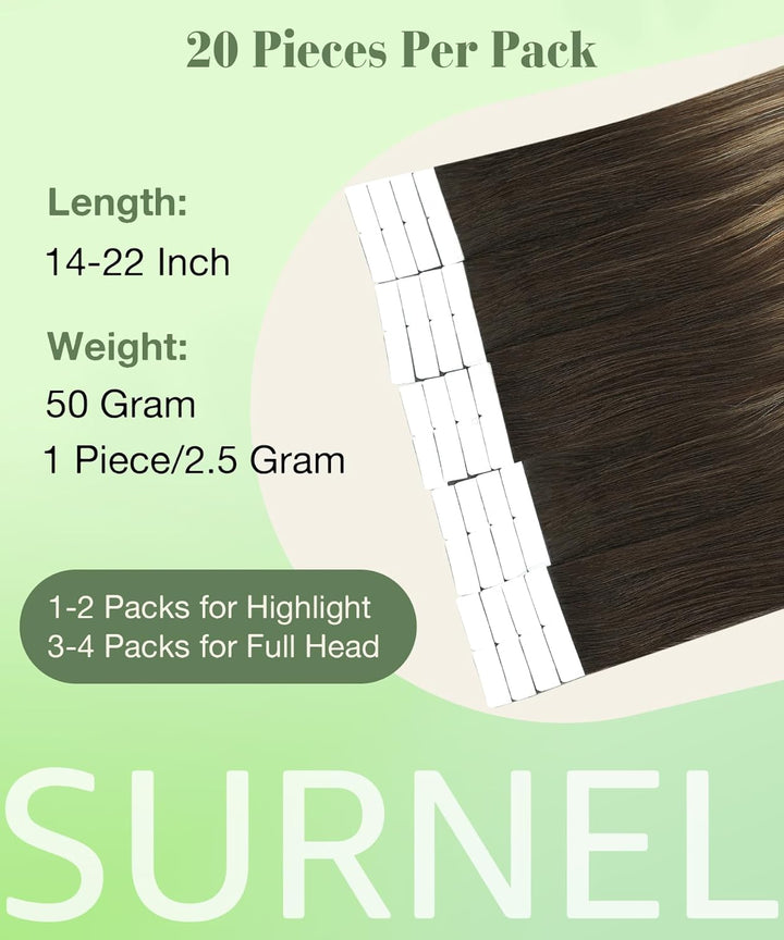 SURNEL Bonding Extensions Echthaar Balayage Braun 55cm Remy Dunkelstes Braun Balayage Mittel Braun O