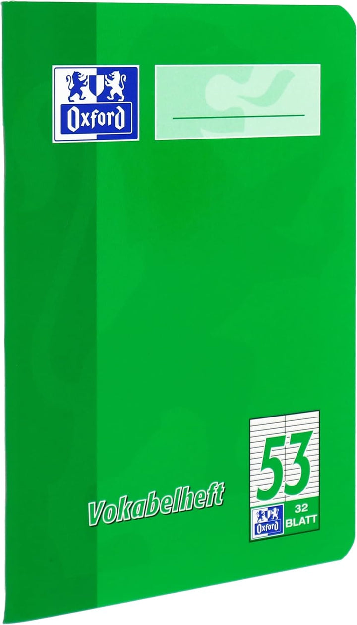Oxford Vokabelheft, A6, 32 Blatt, Lineatur 53, rot und grün, 10 Stück Lineatur 53 - 2 Spalten A6, 32