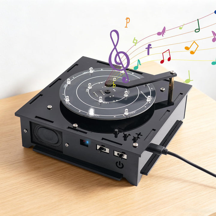 PEMENOL Elektronik Bausatz Bluetooth Lautsprecher Plattenspielermodell DIY Löt Bausatz LED Musik Ste