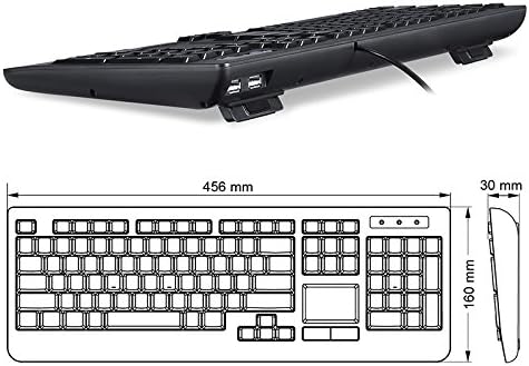 Perixx Periboard-313 Kabelgebundene USB-Tastatur mit Hintergrundbeleuchtung mit Touchpad, volle Grös