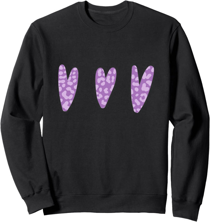 Lila Leopardenherzen Sweatshirt