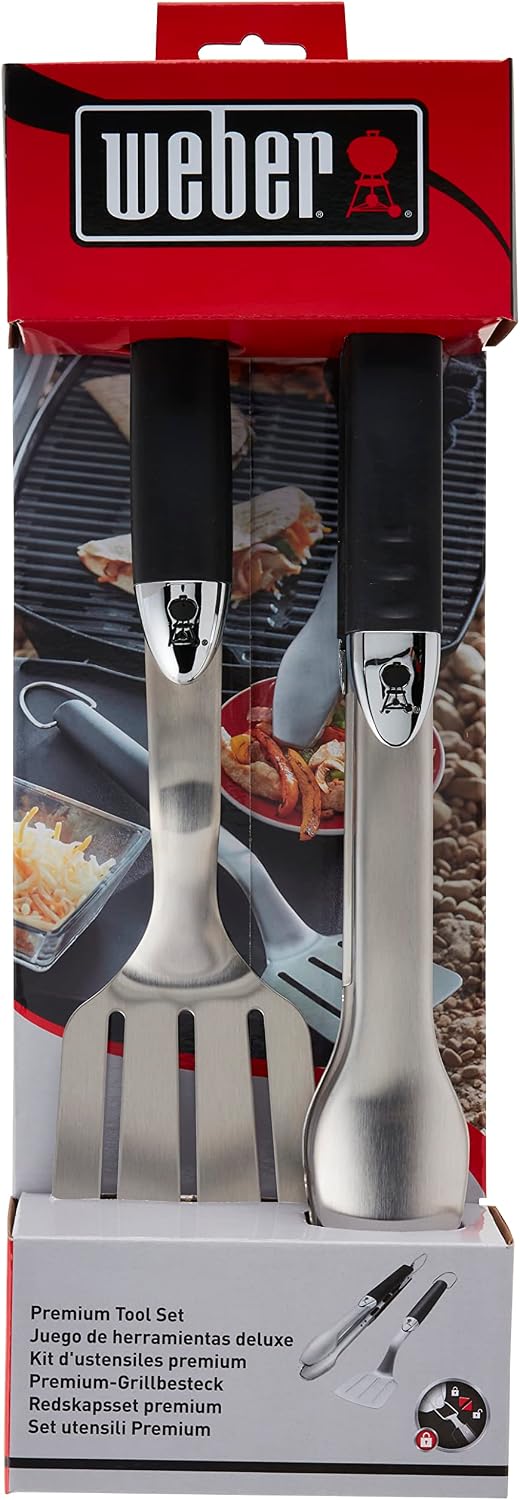 Weber 6645 Original Portable 2-Piece Stainless Steel Tool Set &amp; 17522 - Zeder, Holz, brauner Rauchbl