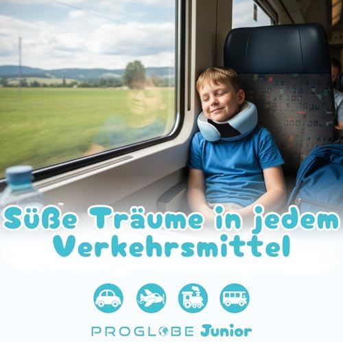 Proglobe Junior Nackenkissen für Kinder - Ergonomisches Reisekissen aus Memory-Schaum für Auto, Flug