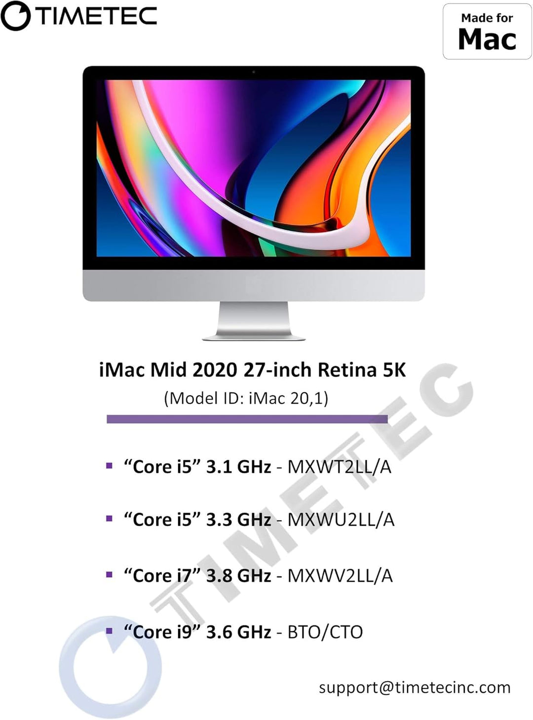 Timetec Hynix IC kompatibel für Apple 2019 iMac 68,6 cm (27 Zoll) mit Retina 5K-Display, Ende 2018 M