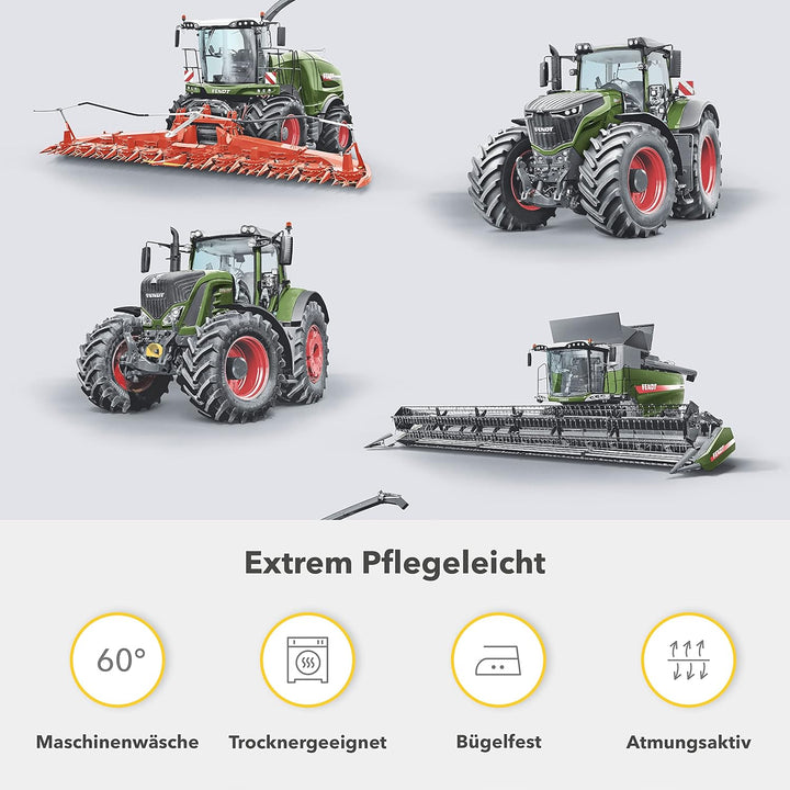 Träumschön Traktoren Bettwäsche 135x200 Jungen - Traktor &amp; Mähdrescher Design - Graue Bettwäsche aus