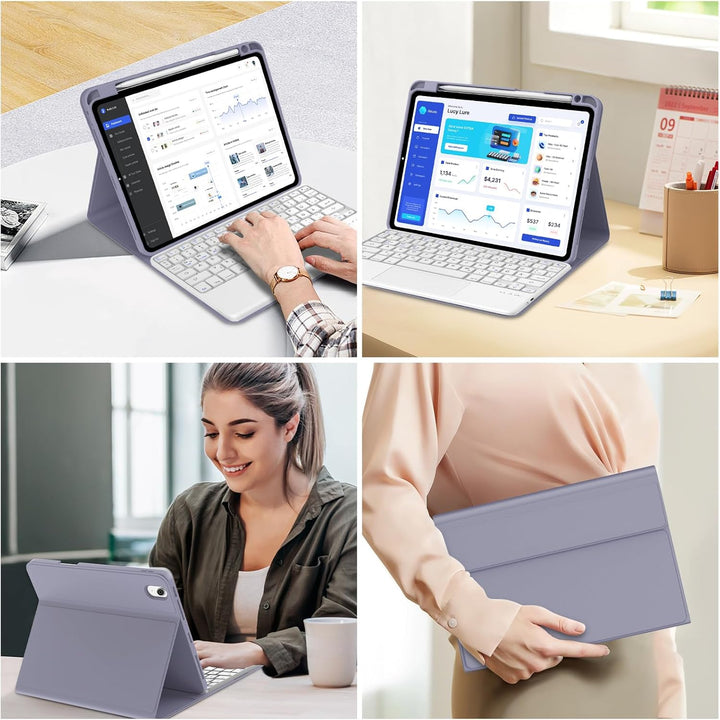 IVEOPPE Hülle mit Tastatur für iPad A16 11 Generation 2025/10 Generation 2022, Bluetooth Magnetische