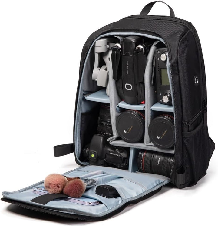 Kamera Rucksack 23L Fotografie Kamera Tasche, kompatibel mit Kamera DSLR, 15.6'' Laptop, Stativ Schw