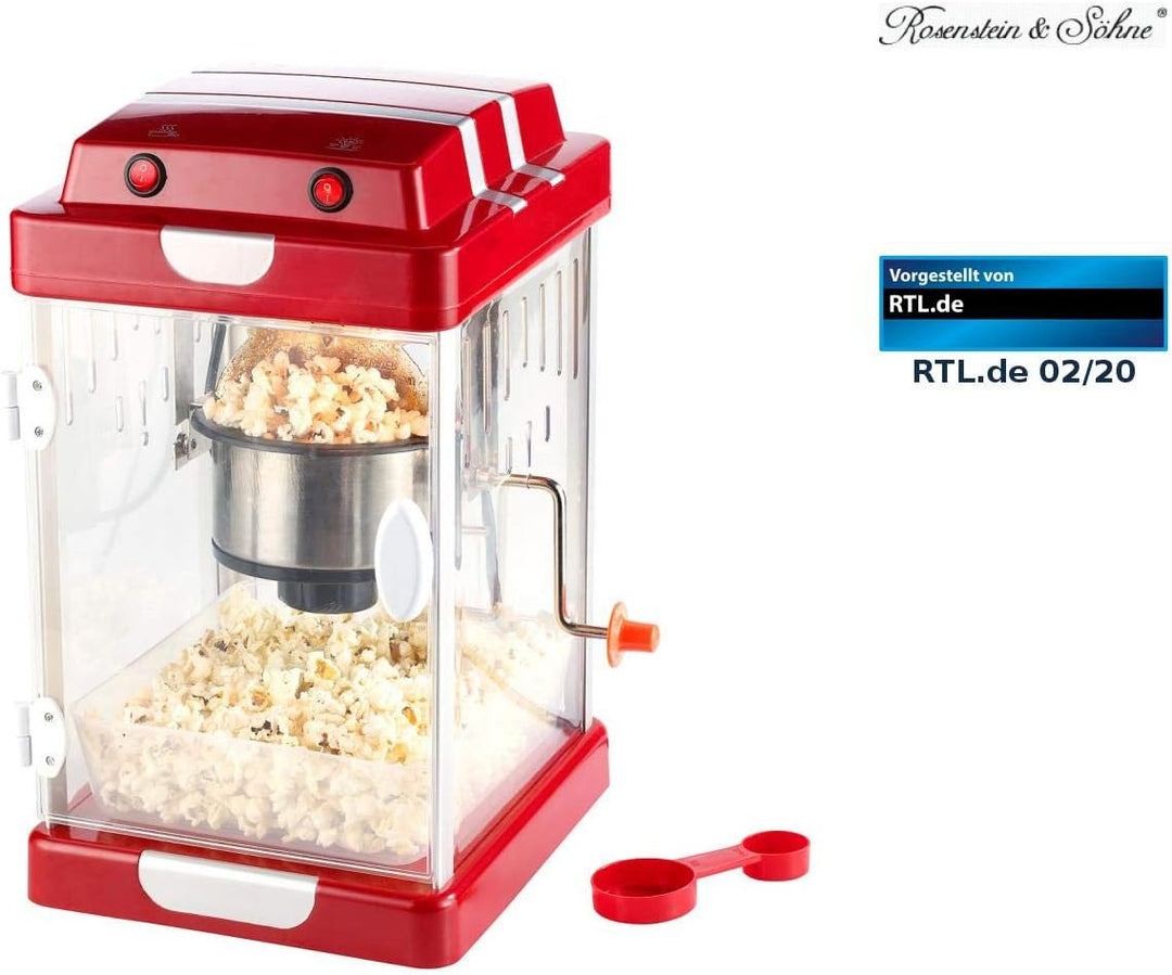 Rosenstein & Söhne Popcornmaschinen: Retro-Popcorn-Maschine"Movie" im 50er-Jahre-Look (Popcornmaschi
