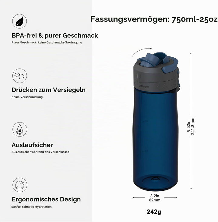 Super Sparrow Trinkflasche - Tritan Wasserflasche - 500ml, 750ml, 1000ml - BPA-frei - Ideale Sportfl