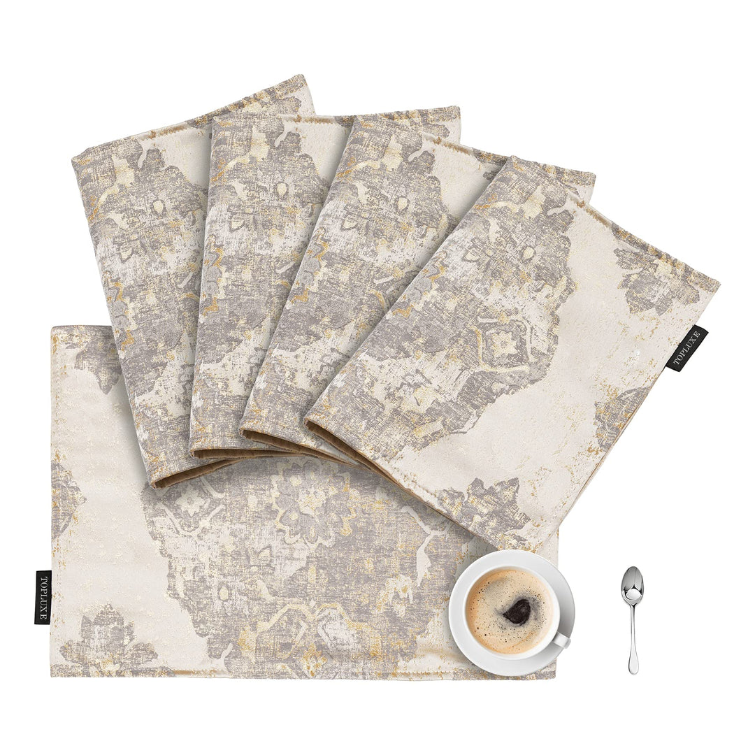 TOPLUXE Platzsets 4er Sets Jaquard Tischset Abwaschbar 30x45cm Platz-Matten für Esstisch Urlaub Part