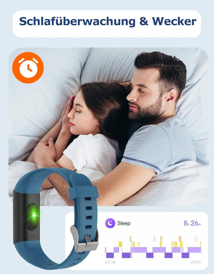 Cloudpoem Fitness Tracker,Fitnessuhr für Damen Herren mit Pulsuhr,Schrittzähler,Kalorienzähler,Schla