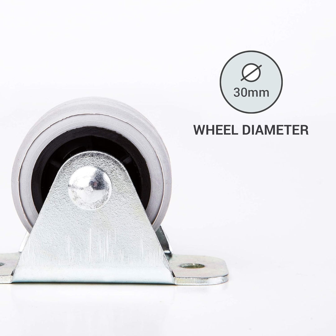 (Packung mit 50 Stück) 30 mm Gummirad Kunststoff Drehrolle Doppelrollen Metall mit Platte Möbelgerät