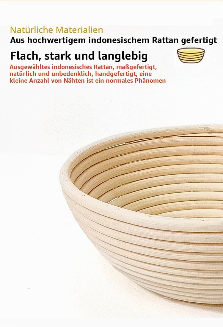 Gärkörbchen, Gärkorb, Rund Zum Brotbacken 6er Set, Gärkorb Brot mit Waschbarem Leineneinsatz, natürl