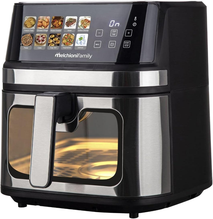 Melchioni Family | GAIA PLUS Heissluftfritteuse mit Doppelheizung 8L, Schwarz, Gaia Plus