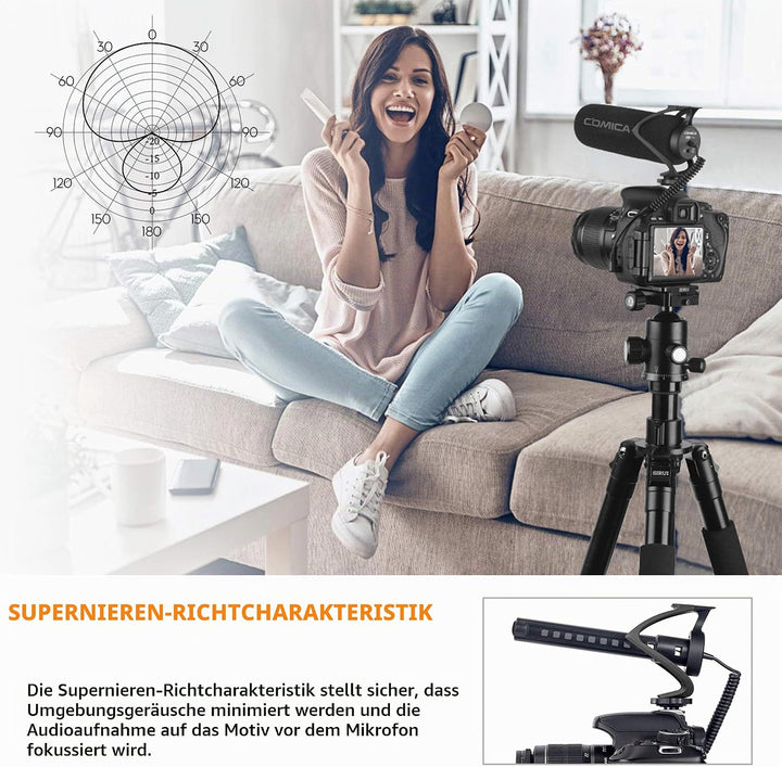 comica CVM-V30 LITE Kamera Mikrofon Super-Kardioid Kondensator Video Mikrofon Richtmikrofon für Cano