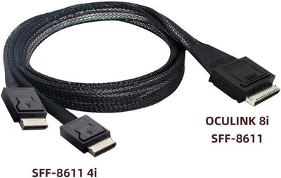 chenyang CY SFF-8611 auf SFF-8611 Kabel,OCuLink PCIe PCI-Express SFF-8611 8x 8-Lane 1 Stecker auf 2