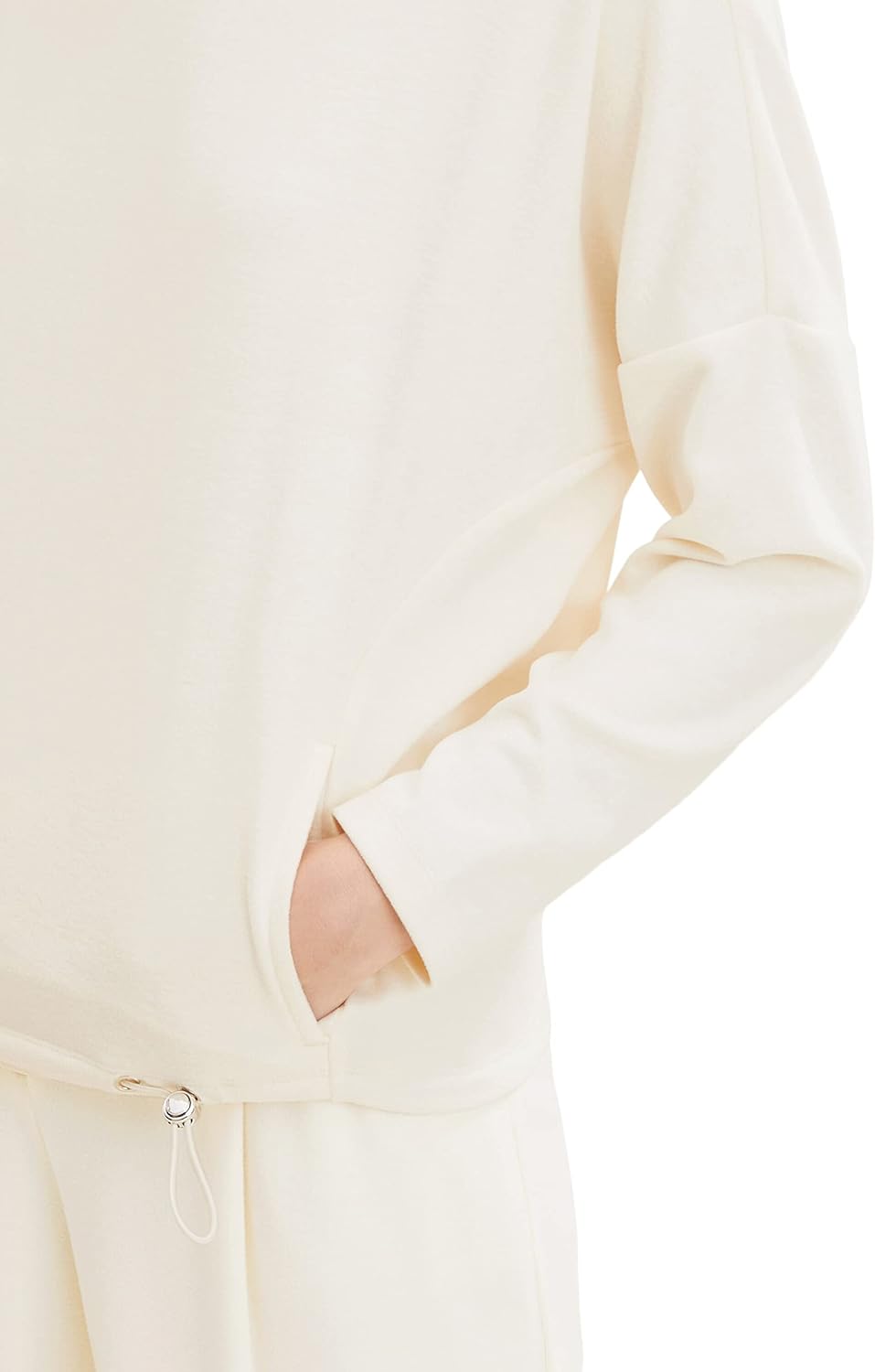 TOM TAILOR Damen Sweatshirt mit Taschen, 28130 - Soft Buttercream