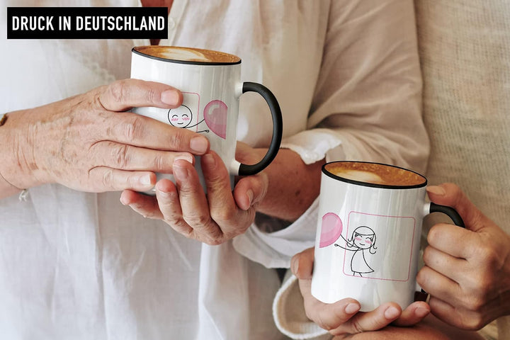 Trendation - Fernbeziehung Geschenke Tassen Set Partner Liebe Geschenk für Freundin Freund Liebesges