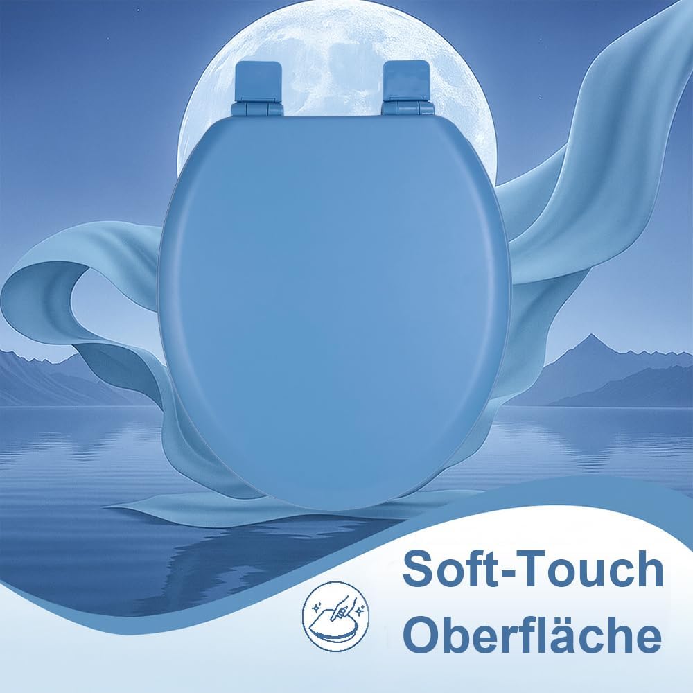WC-Sitz Holzkern, Ｍatt – Soft-Touch & ultraglatt (ohne Orangenhaut), Absenkautomatik & Schnellversch
