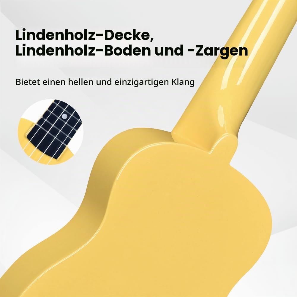 Winzz Sopran Ukulele Starter Kit für Anfänger mit Tasche, Clip-On Tuner, Zusätzlichen Saiten, Gurt,